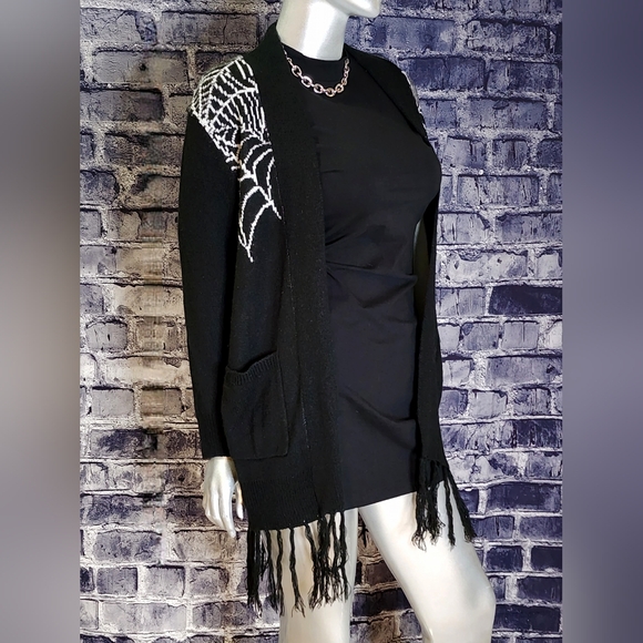 RARE! Spider Web Black Cardigan Sweater from Too Fast - Picture 13 of 13